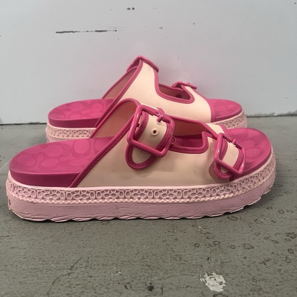 Coach Women's Lucy Platform Sandals Pink Size 11 B Slip On Slide Casual Shoes - Picture 1 of 10